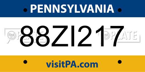 88ZI217 Pennsylvania License Plate