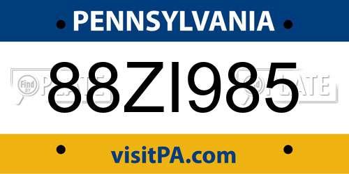 88ZI985 Pennsylvania License Plate