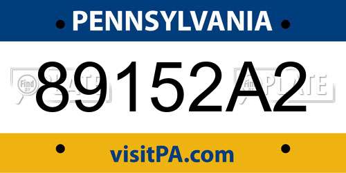 89152A2 Pennsylvania License Plate