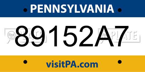 89152A7 Pennsylvania License Plate