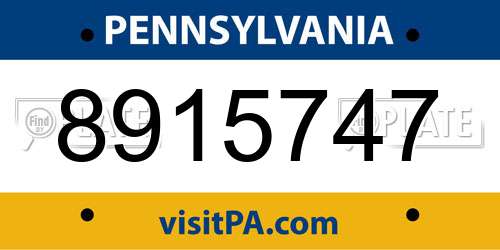 8915747 Pennsylvania License Plate