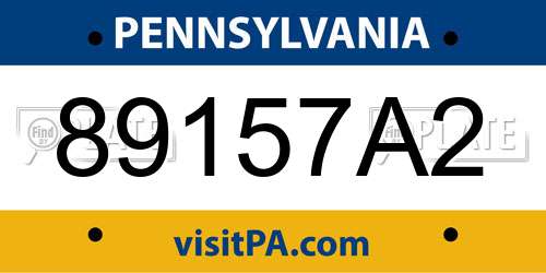 89157A2 Pennsylvania License Plate