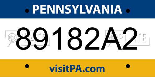 89182A2 Pennsylvania License Plate