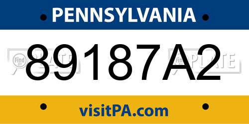 89187A2 Pennsylvania License Plate