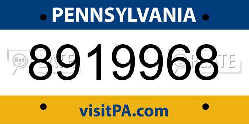8919968 Pennsylvania License Plate
