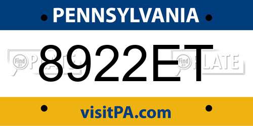 8922ET Pennsylvania License Plate