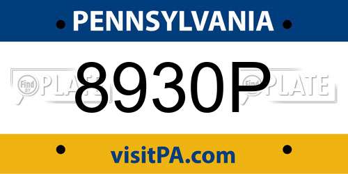 8930P Pennsylvania License Plate