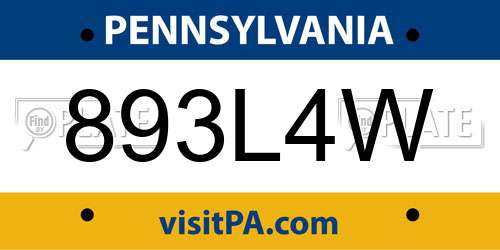 893L4W Pennsylvania License Plate