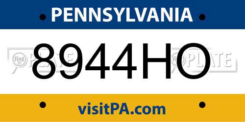 8944HO Pennsylvania License Plate