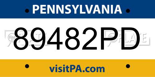 89482PD Pennsylvania License Plate