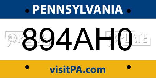 894AH0 Pennsylvania License Plate