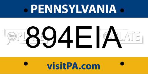 894EIA Pennsylvania License Plate