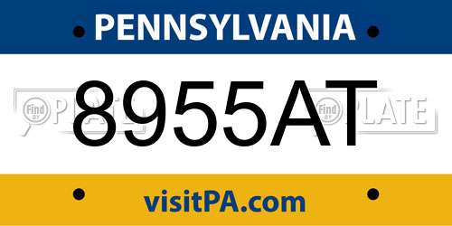 8955AT Pennsylvania License Plate