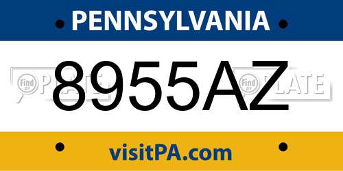 8955AZ Pennsylvania License Plate