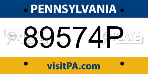 89574P Pennsylvania License Plate