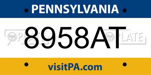 8958AT Pennsylvania License Plate