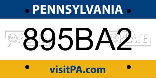 895BA2 Pennsylvania License Plate