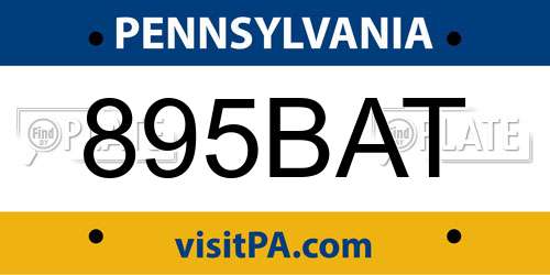 895BAT Pennsylvania License Plate