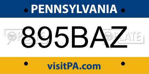 895BAZ Pennsylvania License Plate