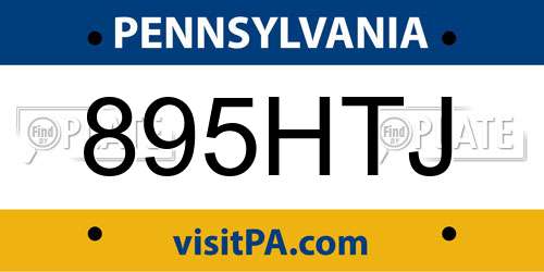 895HTJ Pennsylvania License Plate