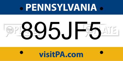 895JF5 Pennsylvania License Plate