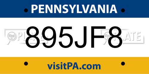 895JF8 Pennsylvania License Plate