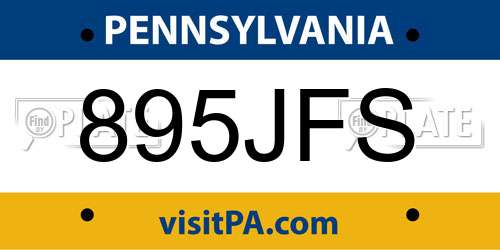 895JFS Pennsylvania License Plate