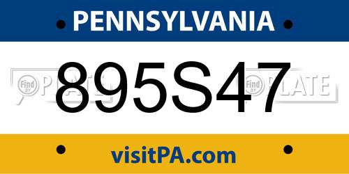 895S47 Pennsylvania License Plate