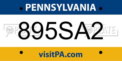 895SA2 Pennsylvania License Plate