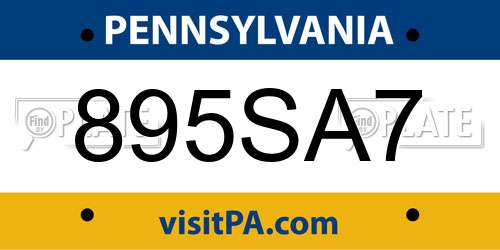 895SA7 Pennsylvania License Plate