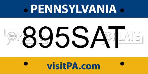 895SAT Pennsylvania License Plate