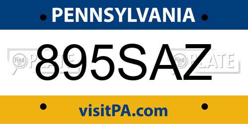 895SAZ Pennsylvania License Plate