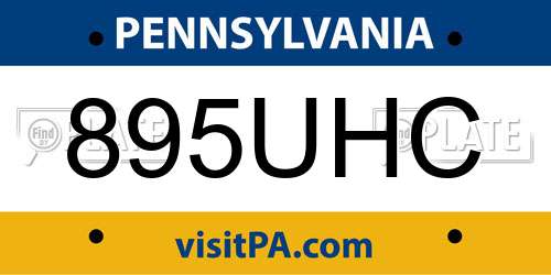 895UHC Pennsylvania License Plate