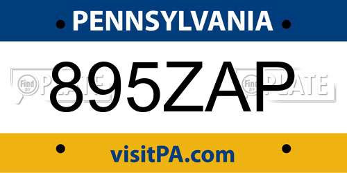 895ZAP Pennsylvania License Plate