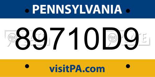 89710D9 Pennsylvania License Plate