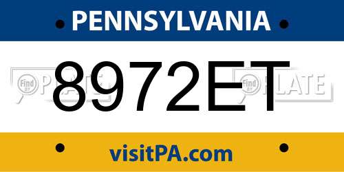 8972ET Pennsylvania License Plate
