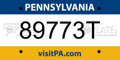 89773T Pennsylvania License Plate