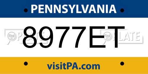 8977ET Pennsylvania License Plate