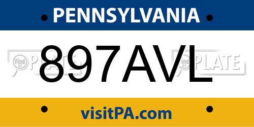 897AVL Pennsylvania License Plate