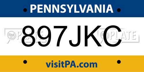 897JKC Pennsylvania License Plate