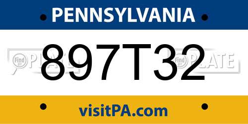 897T32 Pennsylvania License Plate