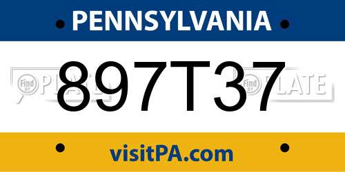 897T37 Pennsylvania License Plate