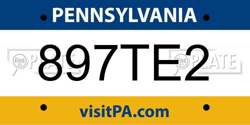 897TE2 Pennsylvania License Plate