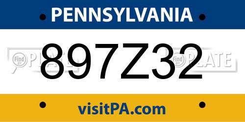 897Z32 Pennsylvania License Plate