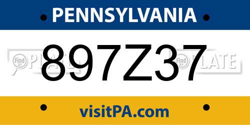 897Z37 Pennsylvania License Plate