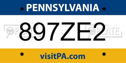 897ZE2 Pennsylvania License Plate