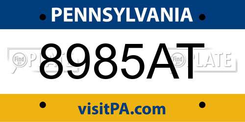 8985AT Pennsylvania License Plate