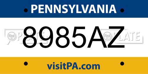 8985AZ Pennsylvania License Plate