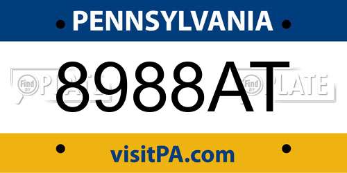 8988AT Pennsylvania License Plate
