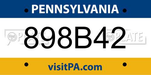 898B42 Pennsylvania License Plate